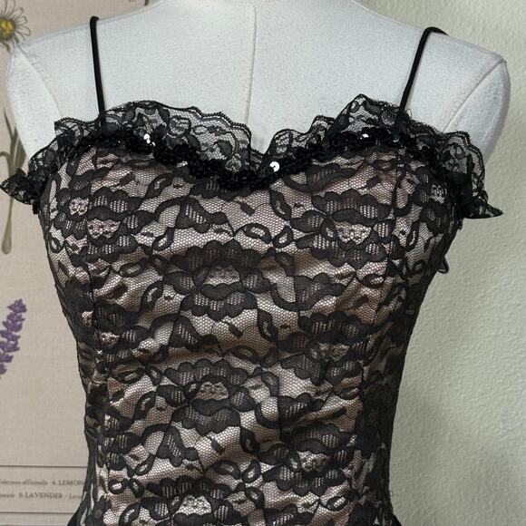 Vintage 80s Black Lace Dress NWT Black Swan Dark Coquette Romantic Goth Party XS - Picture 2 of 7